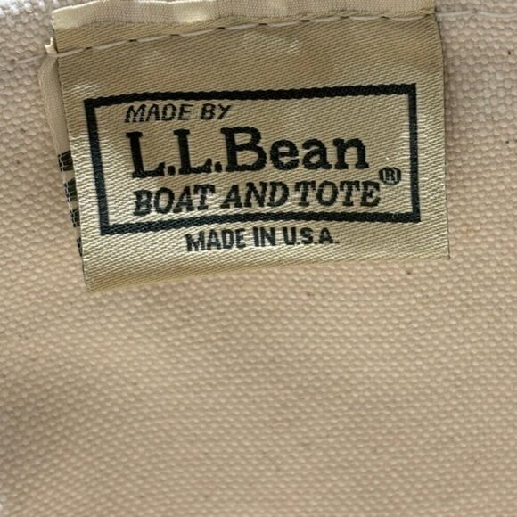Vintage 90's  LL Bean Boat and Tote Bag Canvas Double Handle with Purple… - Picture 9 of 12
